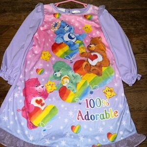 Vintage 2005 Care Bears Nightgown Size 3T Toddler Girls Long Sleeve Fleece